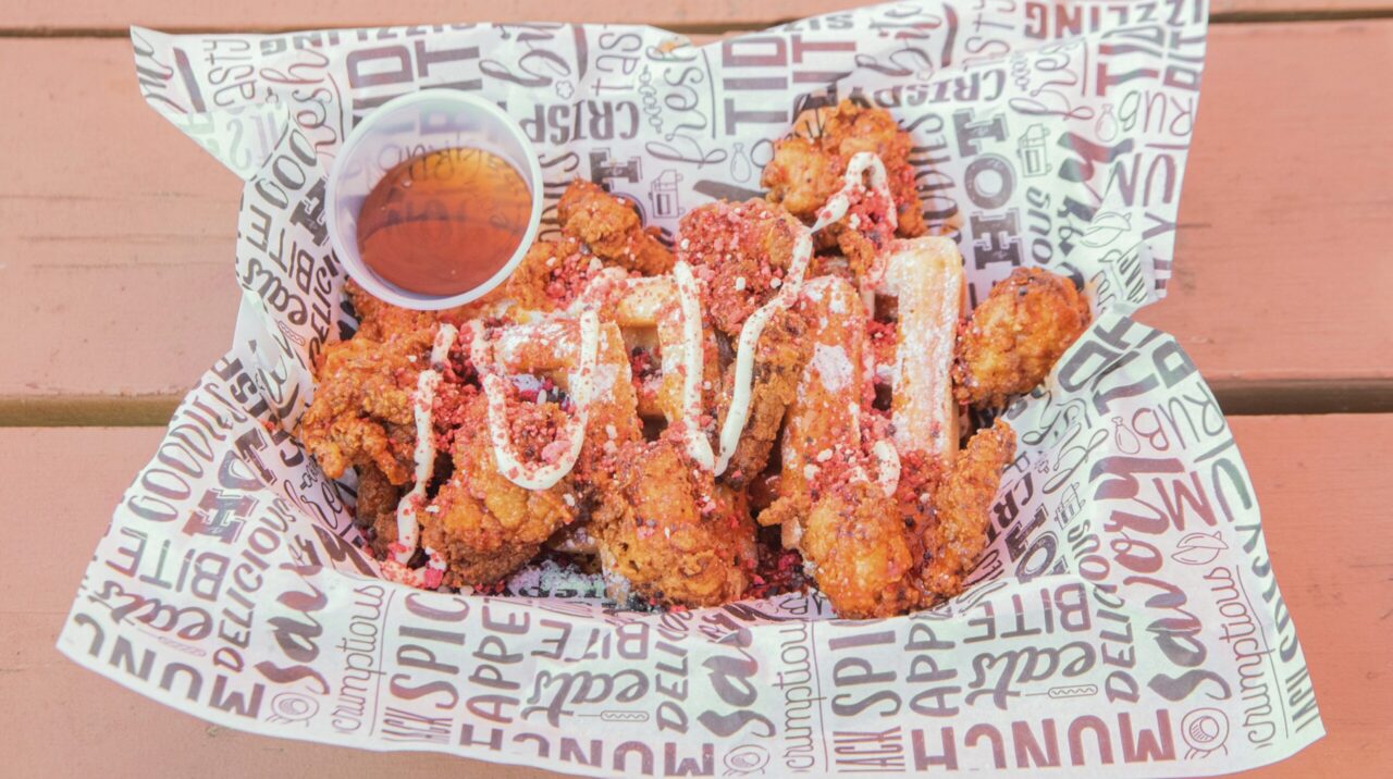 Chicken and Waffles with Red Velvet